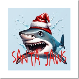 Santa Jaws Pun Quote Christmas Shark Cartoon Art Posters and Art